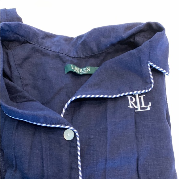 Ralph Lauren Blue Pajama Set with White Trim, like new - Picture 2 of 10